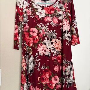 Floral Burgundy Dress